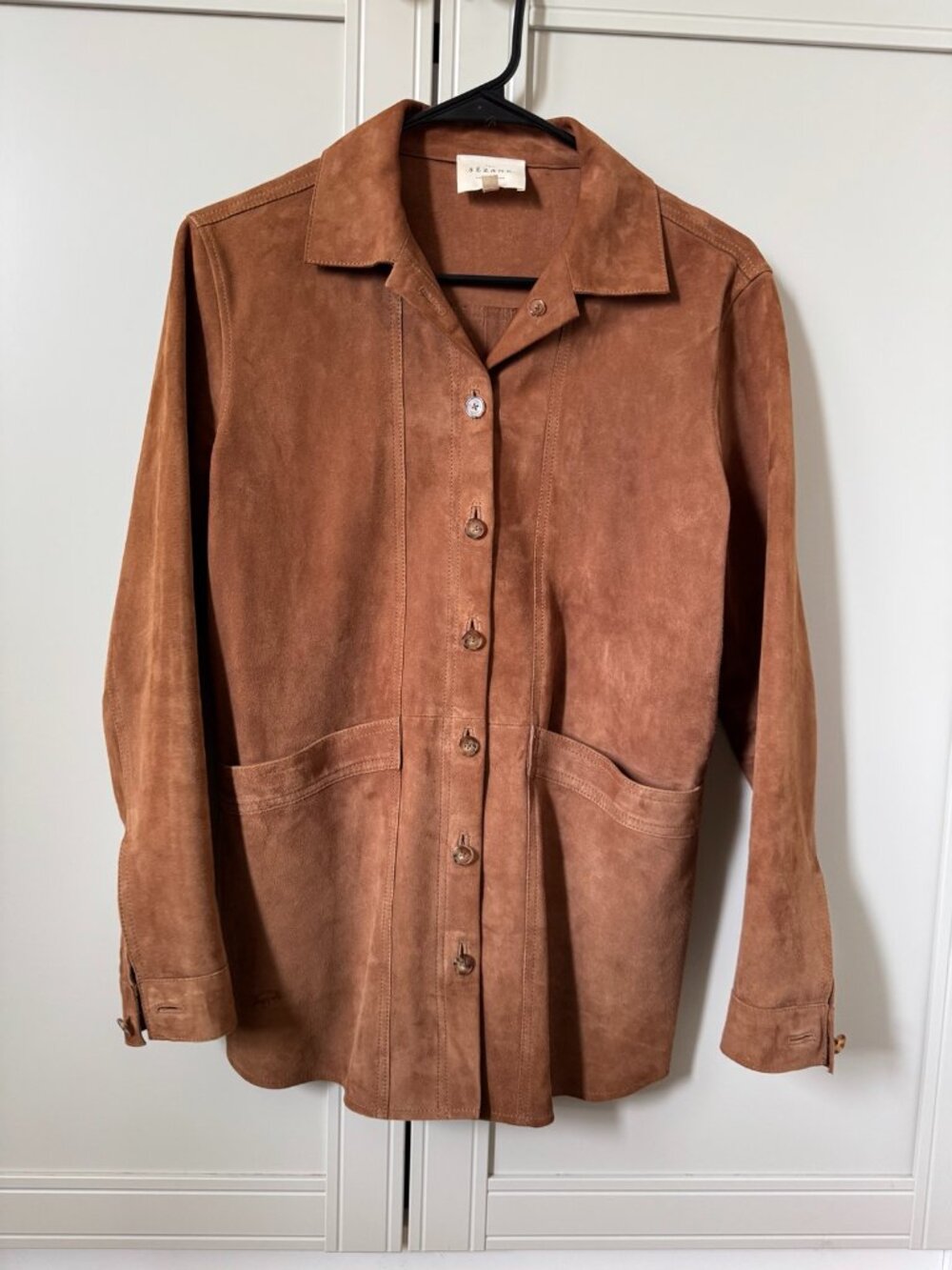 Sezane Will Jacket in Camel Suede, Size XS - Picture 2 of 9